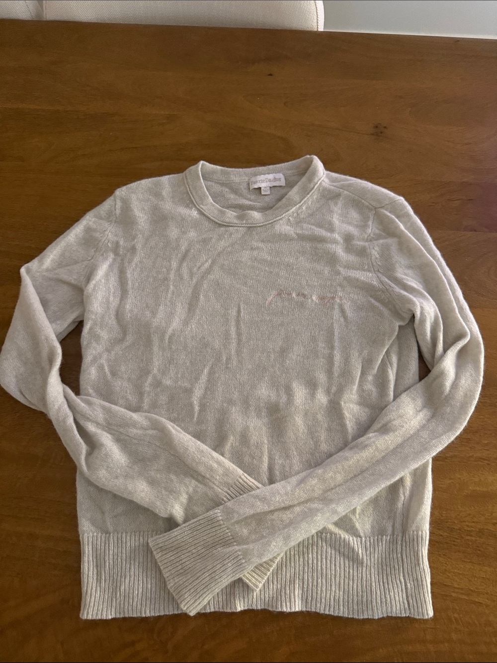 Favorite Daughter Ivory Embroidered Logo Lightweight Knit Sweater XS